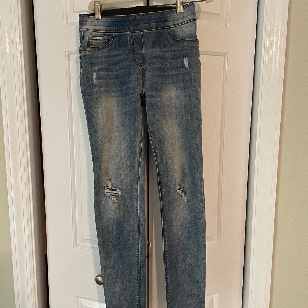 Coco & Carmen Tummy Slimming Skinny Jeans, Distressed Medium Wash, Small